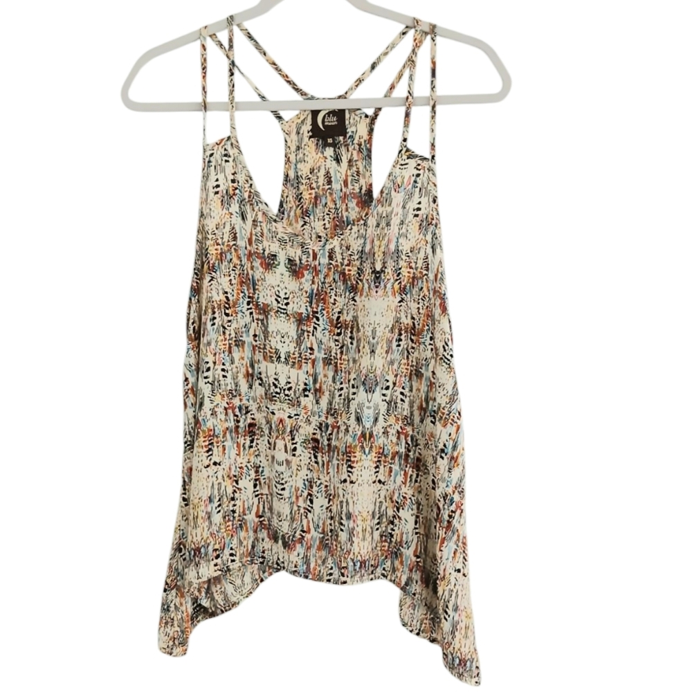 Blu Moon Blouse Woman's Xsmall Silk CrissCross Sleeveless